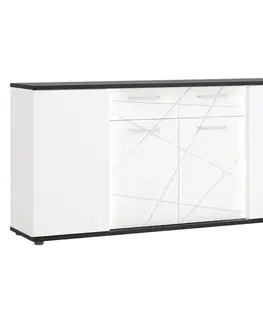Komoda Venezia VENK02 4D2S biela alpská/dub vicenza čierna/mdf biela L