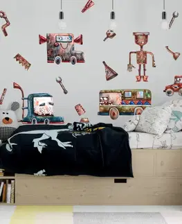 Nálepky na stenu - Robotické autá pre chlapcov
