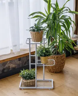 KONDELA Bamir Typ 5 kovový stojan na kvety biela