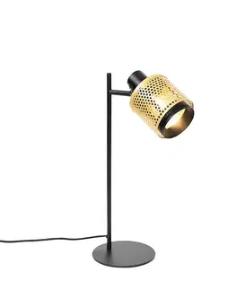 Priemyselná stolná lampa čierna so zlatom - Kayden