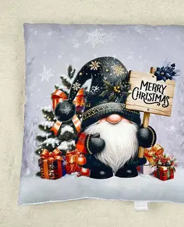 Vianočný vankúš antialergický Trpaslik sivý 45x45cm TiaHome
