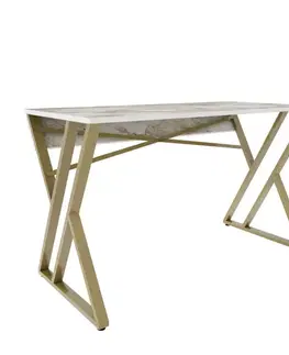 Písací stôl Gyza - White, Gold