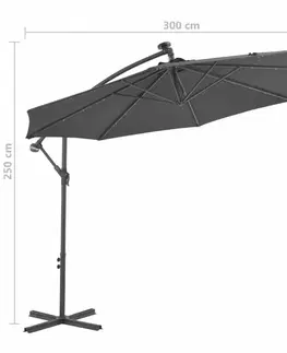 Konzolový slnečník s LED svetlami Ø 300 cm