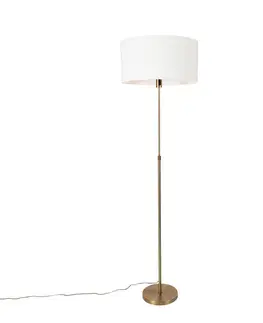 Stojaca lampa nastaviteľná bronzová s tienidlom bielym 50 cm - Parte