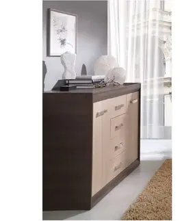KONDELA Korina dvojdverová komoda dub jasný / dub tmavý
