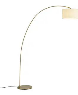Moderná oblúková lampa mosadzná s béžovým tienidlom - Vinossa