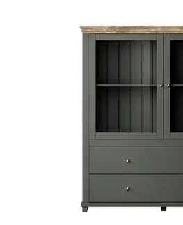 SABRILA kombinovaná komoda 24ZRJU46, zelená/dub lefkas