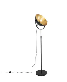 Stojacia lampa čierna so zlatou farbou 35 cm nastaviteľná - Magnax