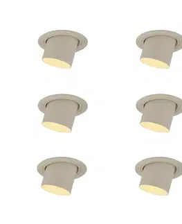 Sada 6 zapustených bodových svetiel béžová GU10 50 mm okrúhle otočné a naklápacie - Installa