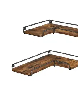 Sada 2 ks nástenných políc SHELFY 40 × 10 × 29 cm hnedá/čierna LLS831B01