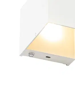 Nástenná lampa biela vrátane LED a dotykového stmievača nabíjateľná - Joris