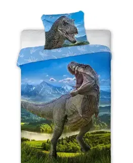 Obliečky bavlnené Deluxe 3D 200x140cm+90x70cm Dinosaurus T-Rex Faro Tiahome
