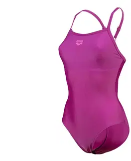 Dámske jednodielne plavky arena Feel Solid Lightdrop Back s vystuženými košíčkami, PURPUROVÉ