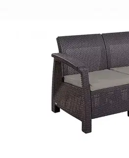 DEOKORK Záhradná ratanová pohovka CORFU LOVE SEAT MAX (hnedá)