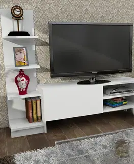 DALI malá TV stena s regálom, biela matná