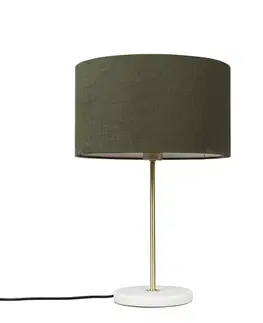 Stolná lampa mosadz s zeleným tienidlom 35 cm - Kaso