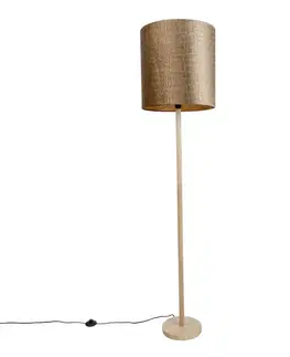 Drevená stojaca lampa so zamatovým tienidlom s krokodílím vzorom 40 cm - Mels