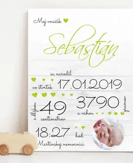 Darčeky na krstiny - Tabuľka o narodení pre bábätko s fotkou