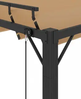 Pergola s lamelovou strechou 3 x 4 m hliník / látka Dekorhome