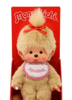 Mončiči dievča béžové s červeným podbradníkom 20cm - MONCHHICHI