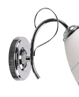 Chrómová nástenná lampa, sklo, biele tienidlo, s vypínačom, Elotte