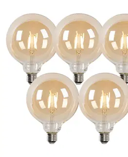 Sada 5 inteligentných LED žiaroviek E27 G125 zlatá 4,9 W 470 lm 1800-4000 K