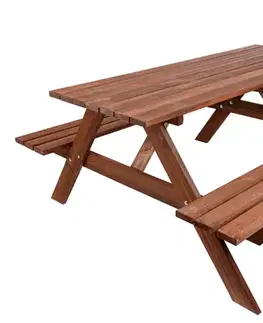 Masívny drevený pivný set so sklopnými lavicami 180 cm (morený)