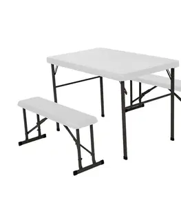 Campingový set biela / čierna Dekorhome