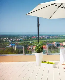 Závesný slnečník s LED svetlom Ø 330 cm Dekorhome