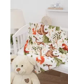 MKLozkoviny.sk Detská deka do postieľky mikroplyš Exclusive 80 × 100 cm – Lesné zvieratká