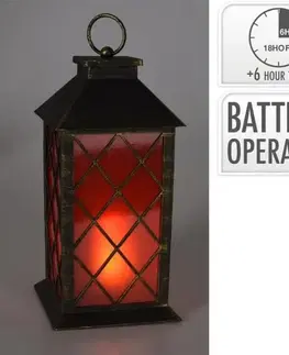 Kinekus Lampáš svietnik LED 28 cm s časovačom plast/sklo medený efekt červené sklo