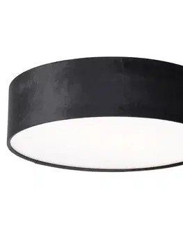 Moderné stropné svietidlo čierne 40 cm so zlatým vnútrom - Drum