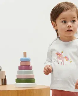 Detské rebrované tričká, 2 ks, jednorožec