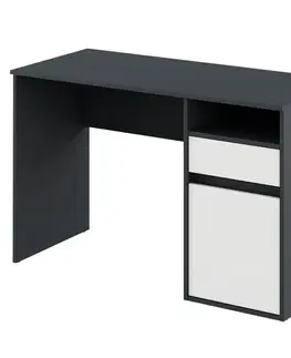 KONDELA Bili New pc stôl grafit / biela