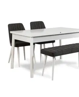Jedálenský set s rozkladacím stolom a stoličkami (4 kusy) Santiago White-Antracite