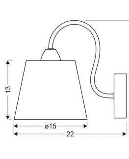 Okrúhla chrómová nástenná lampa so sivým látkovým tienidlom Luk