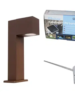 Priemyselné stojace vonkajšie svietidlo hrdzavohnedá 30 cm IP44 - Baleno