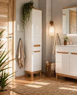 ArtCom Vysoká skrinka do kúpeľne BALI White 800