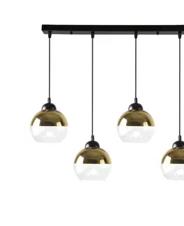 Závesná lampa Contessa čierna 4X40 E27 zlaté tienidlo