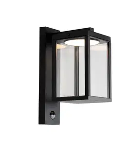 Vonkajšia nástenná lampa čierna vrátane LED snímača pohybu - Ferdinand