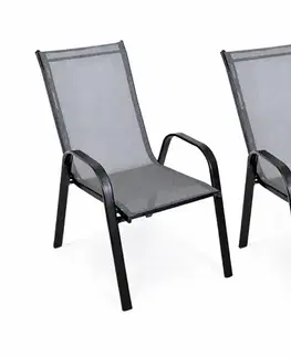 2 ks DAMARA kovová záhradná stolička, čierna/sivá