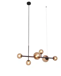 Závesná lampa Hotel Chic tmavý bronz s bronzovým sklom 6-svetelná - Monaco