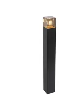 Stojaca vonkajšia lampa čierna 70 cm IP44 s dymovým sklom - Denmark