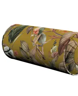 Dekoria Valček so záložkami, kvety na horčicovom podklade, Ø 20 x 50 cm, Abigail, 143-09