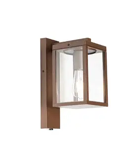 Vonkajšia nástenná lampa hrdzavohnedá IP44 so senzorom súmraku - Charlois
