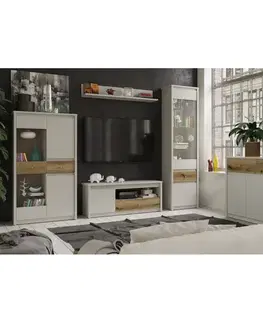 KONDELA Karos 2D1S dvojdverová komoda so zásuvkou kašmír / dub evoke