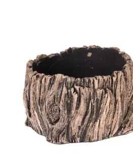 Betónový kvetináč Dekor kôra stromu, hnedá, 17 x 10 cm, 