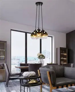 Závesná lampa Nubia čierna 3x60W E27 zlaté tienidlo