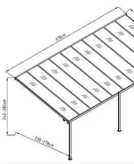 Pergola 618 x 305 cm (čierná+šedý polykarbonát)