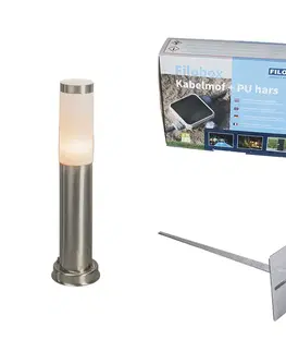 Vonkajšia lampa na stĺp oceľ 45 cm IP44 - Rox s uzemňovacím kolíkom a káblovou objímkou